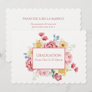 Invitation Graduation Thé Fille Peonies roses