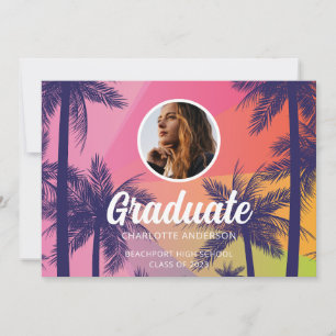 Invitation Graduation Tropical Palm Tree