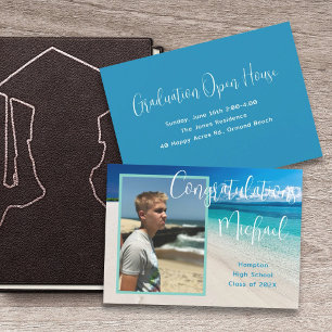 Invitation Graduation Unisex Tropical Beach Open House