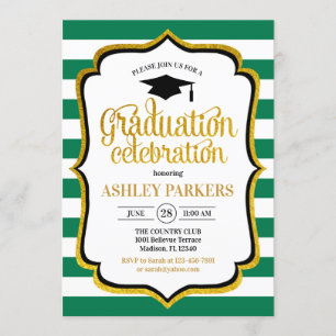 Invitation Graduation - Vert Or Blanc