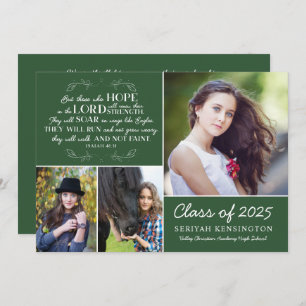 Invitation Graduation verte Bible Verse Photo Collage