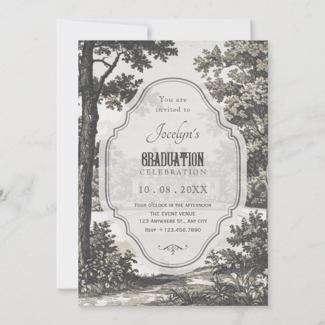 Invitation graduation vintage du jardin (Devant)