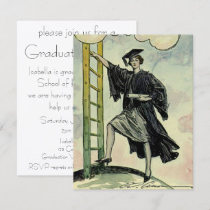 Invitation Graduation vintage, Escalade l'échelle d'entrepris