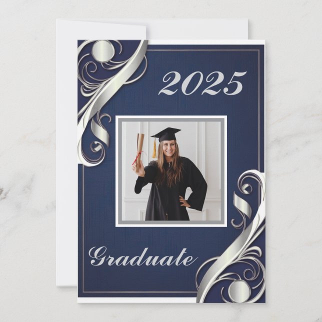 Invitation Graduation White Silver 2025 (Devant)