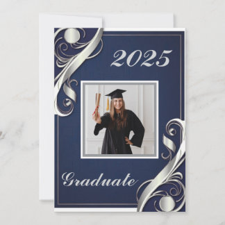Invitation Graduation White Silver 2025