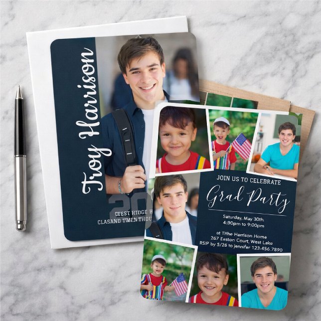 Invitation Graduation with several photo collage (Créateur téléchargé)
