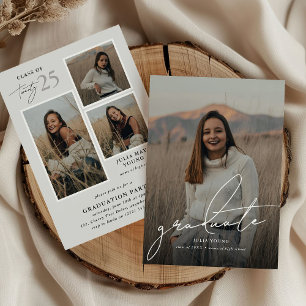 Invitation Gradué 4 Photo Collage de la fête de graduation