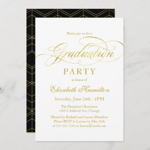 Invitation Gradué Elégant Faux Foil Grad Party