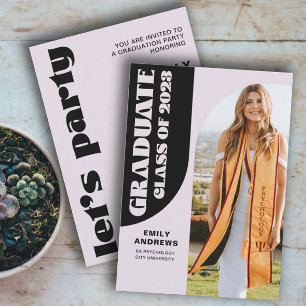 Invitation Gradué moderne violet arc et photo Grad Party