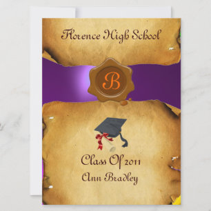 Invitation GRADUM MODÈLE PHOTO PARCHEMENT Cire Sceau
