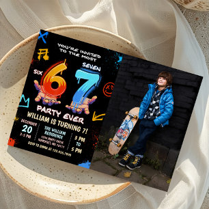 Invitation Graffiti 6 7 Meme Tendance Six Sept Anniversaire P
