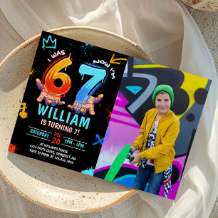 Invitation Graffiti 6 7 Meme Tendance Six Sept Anniversaire P