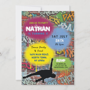 Invitation Graffiti Anniversaire Art Dance Spray Paint 