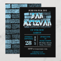 Graffiti Bar Mitzvah Brick Wall Splatter Invitatio