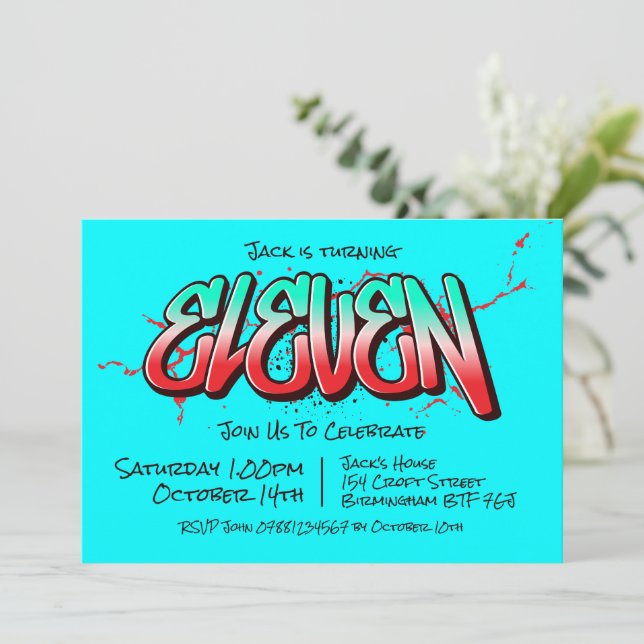 Invitation Graffiti Clair Onze (Debout devant)