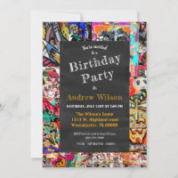 Graffiti collage mur avec tableau