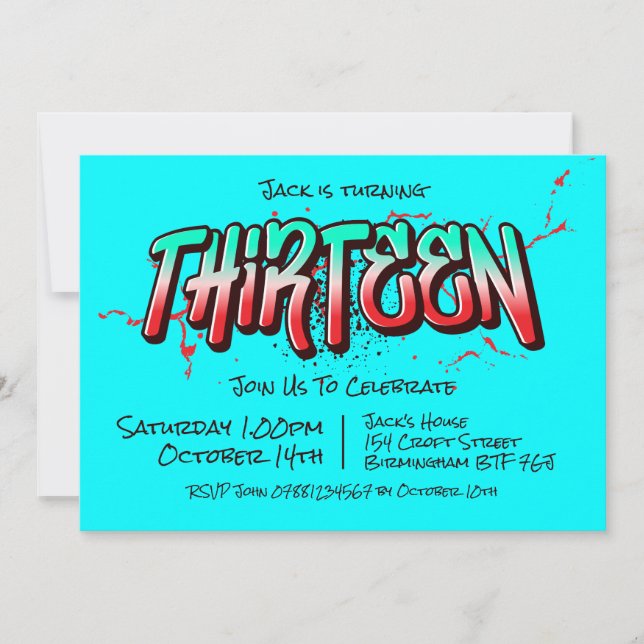 Invitation Graffiti Lumineux Treize (Devant)