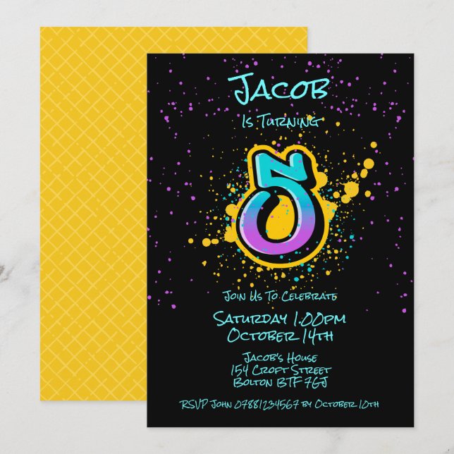 Invitation Graffiti Splatter (Devant / Derrière)