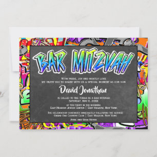 Invitation Graffiti Street Art Bar Mitzvah Custom