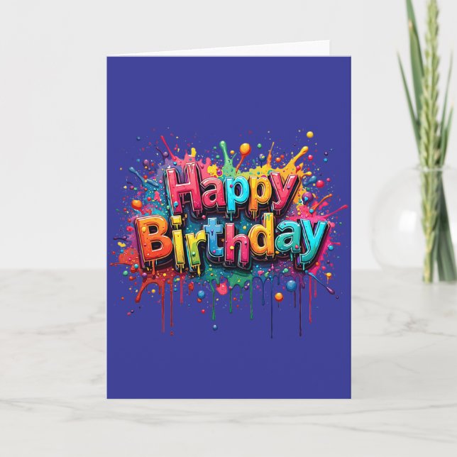 Invitation Graffiti Style Happy Birthday Card (Devant)