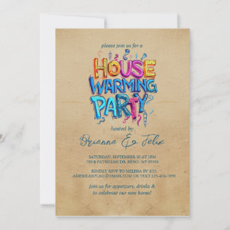 Invitation Graffiti Style Maison beige Fête du Réchauffement