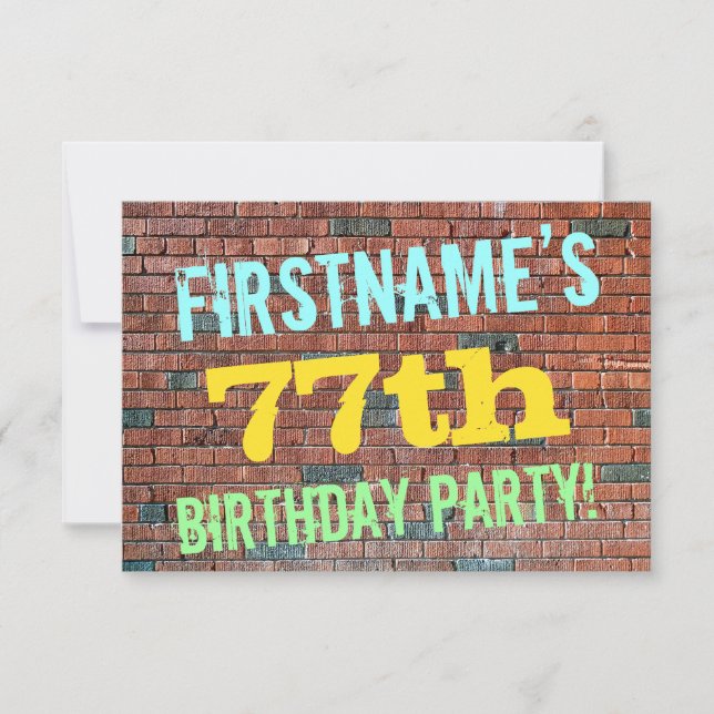 Invitation Graffiti sur mur de briques pour 77e anniversaire  (Devant)