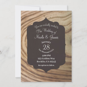 Invitation Grain rustique de bois minimal élégant mariage Inv
