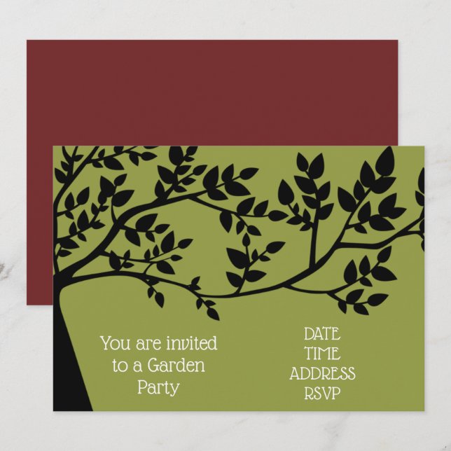 Invitation Grand arbre Fête de jardin fonction (Devant / Derrière)