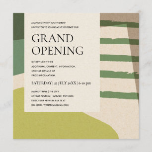 INVITATION GRAND ART VERT LIME ABSTRAIT MODERNE OUVERTURE