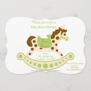 Invitation Grand baby shower vert de cheval de basculage