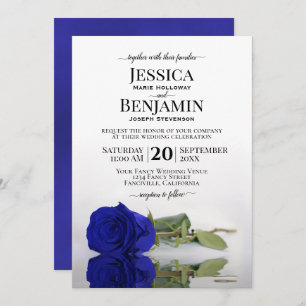 Invitation Grand Bleu Royal Bleu Rose Élégant Mariage