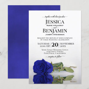 Invitation Grand Bleu Royal Bleu Rose Élégant Mariage