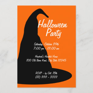 Invitation Grand Casquette noir d'Halloween