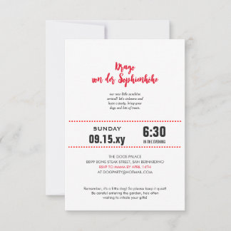 Invitation Grand Danois Baby Shower noir rouge