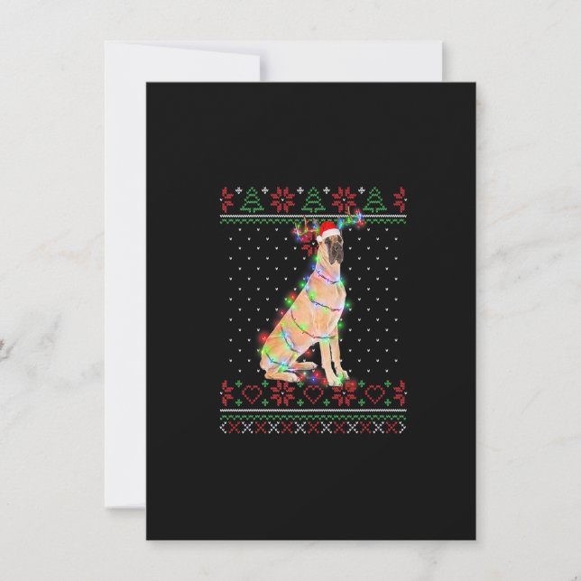 Invitation Grand Danois Sweat Ugly Christmas Chien Puppy Lo (Devant)