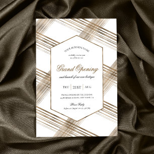 Invitation Grand événement d'ouverture White & Gold Elegant C