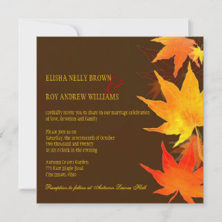 Invitation Grand Feuille de l'érable Chocolat Mariage de auto