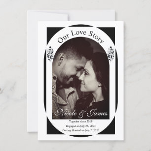 Invitation Grand floral noir & blanc moderne Enregistrer la d