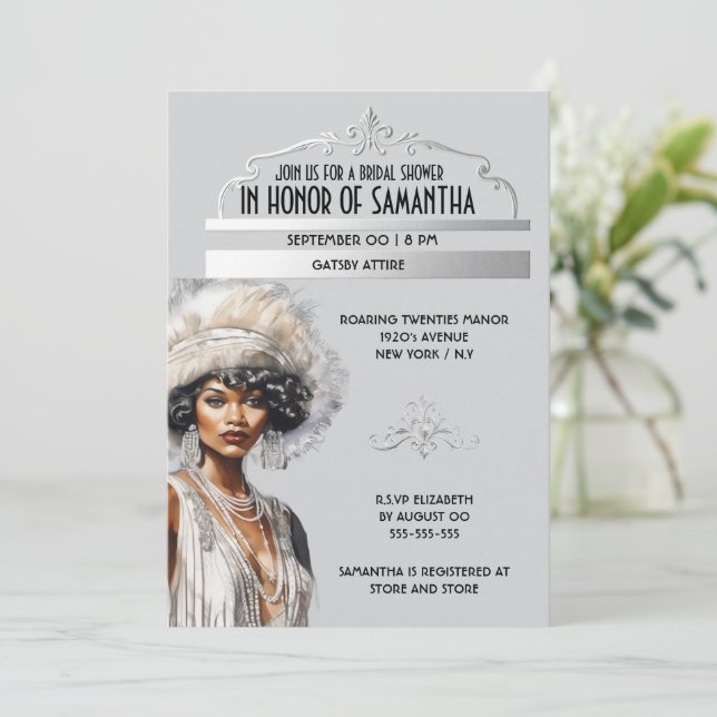 Invitation Grand Gatsby afro-américain des années 20 (Debout devant)