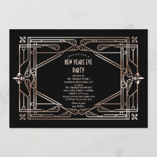 Invitation Grand Gatsby Art Déco Gold de luxe Réveillon du No