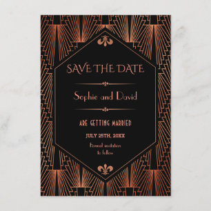 Invitation Grand Gatsby Cuivre Art Déco Mariage Enregistrer L