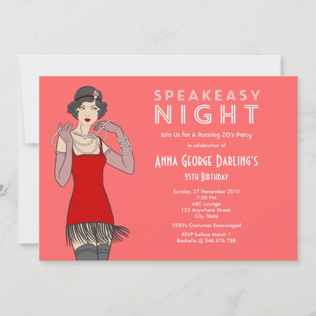 Invitation Grand Gatsby Roaring 20's Birthday Party (Devant)