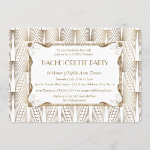 Invitation Grand Gatsby White Bachelorette Party des années 2