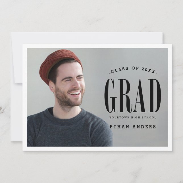 Invitation Grand gras| Parti de graduation de la photo en tex (Devant)