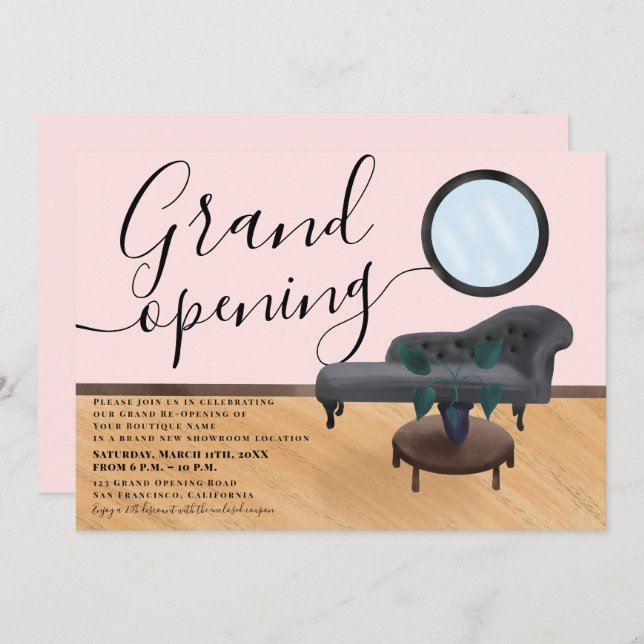 Invitation Grand inauguration d'un salon de beauté d'illustra (Devant / Derrière)