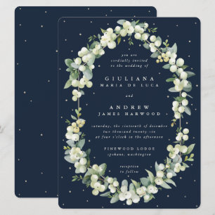 Invitation Grand Mariage de la marine noire Snowberry+Eucalyp