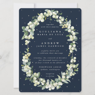 Invitation Grand Mariage de la marine noire Snowberry+Eucalyp
