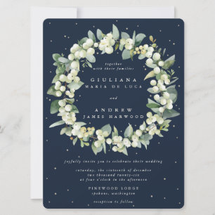 Invitation Grand Mariage de la marine Snowberry+Eucalyptus Wr