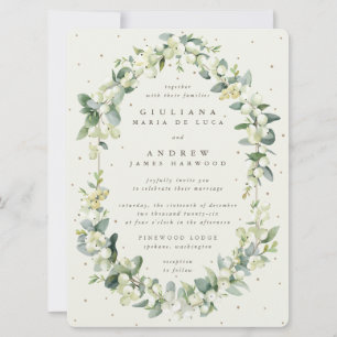 Invitation Grand mariage d'hiver avec néflier à fleurs blanch