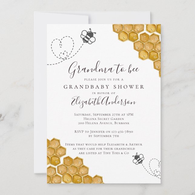 Invitation Grand-mère à Baby shower (Devant)